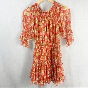 Misa  Los Angeles Darla Mini Dress Mandarin Fan size Medium